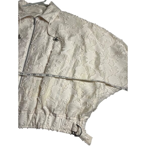 Anthropologie Cropped Lace Bomber Jacket Cream Embroidered Textured Small - Picture 12 of 13